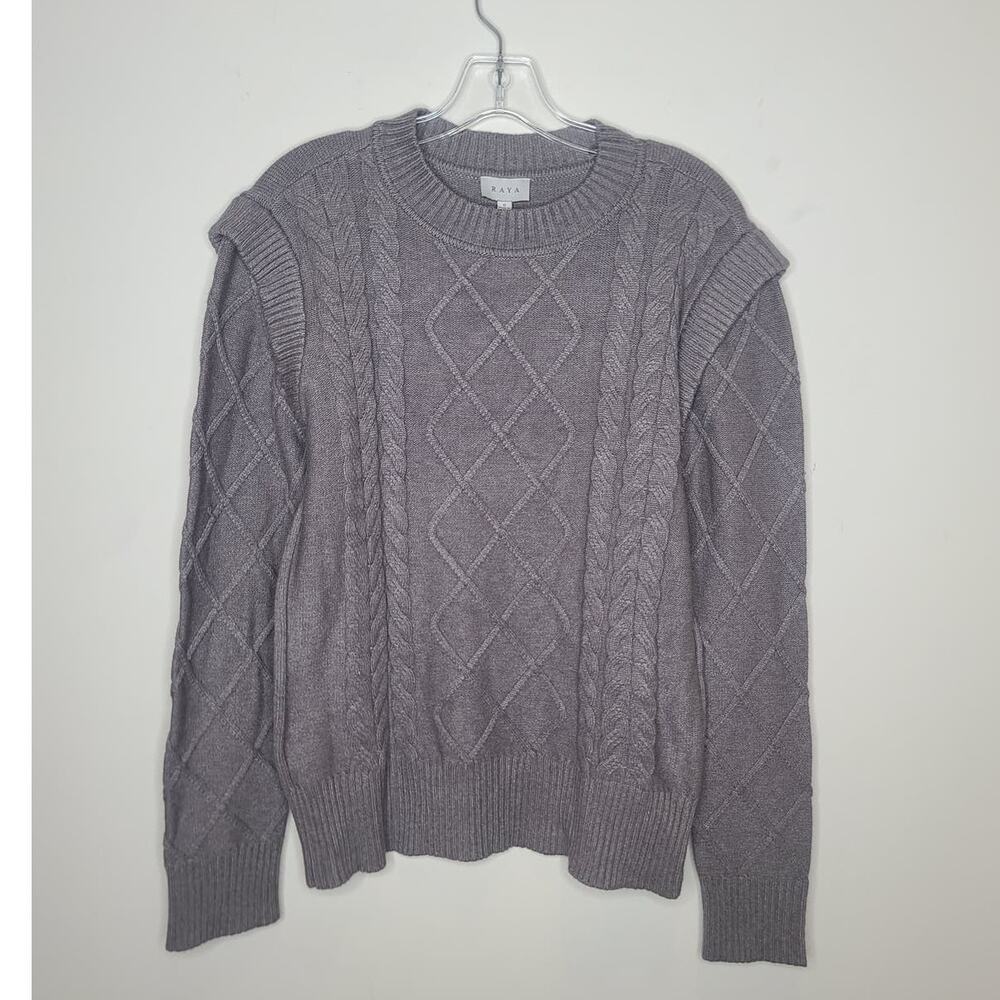NWT Raya Cyrus Knits grey long sleeve cable knit sweater - SMALL